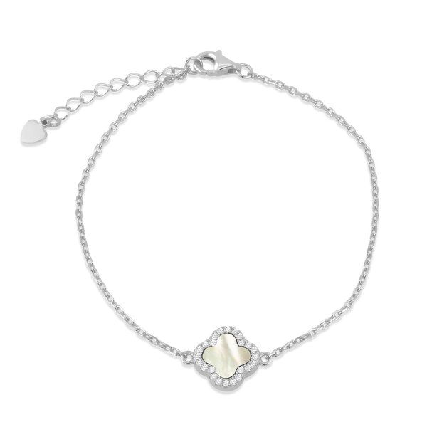 ビー ユー レディース アクセサリー ブレスレット・バングル・アンクレット Be You Silver Clover Mother of Pearl CZ Bracelet Sterling Silver シルバー