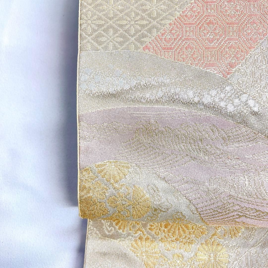 MO-3210 袋帯 フォーマル 亀甲に花模様 乙女色 金銀糸 【公式通販】