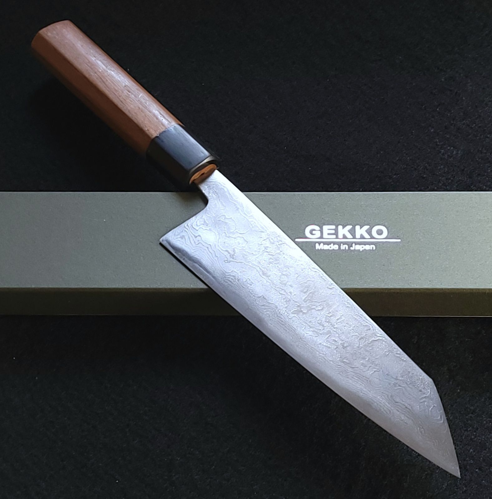 青紙2号 多層鋼 磨 切付包丁 180㎜ G9394 八角胡桃柄 月光作 1点物