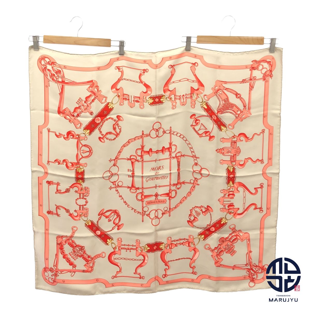 HERMES エルメス シルク カレ90 Mors et Gourmettes 大判スカーフ 