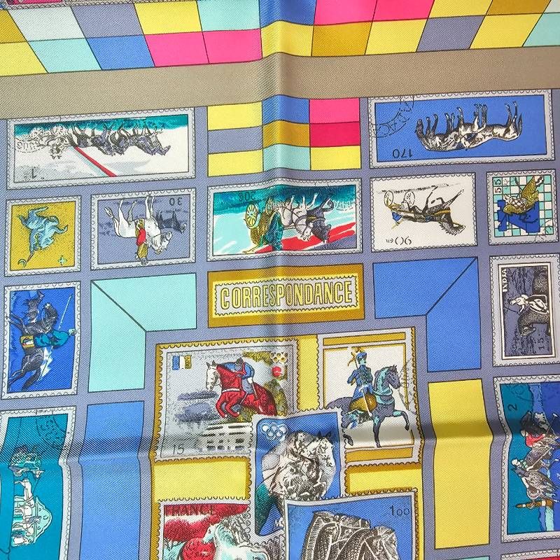 美品】エルメス カレ90 スカーフ 切手柄 文通 シルク グレー - メルカリ