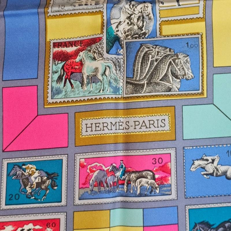 美品】エルメス カレ90 スカーフ 切手柄 文通 シルク グレー - メルカリ