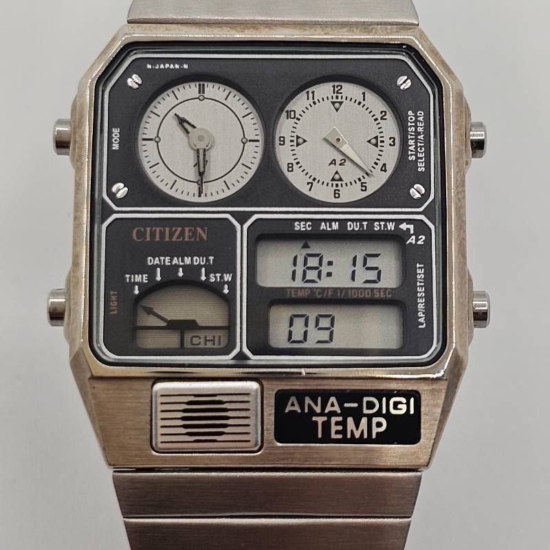 CITIZEN　アナデジテンプ　8988 稼働品 電池交換済】シチズン アナデジテンプ シルバー 8988 稼働品 希少