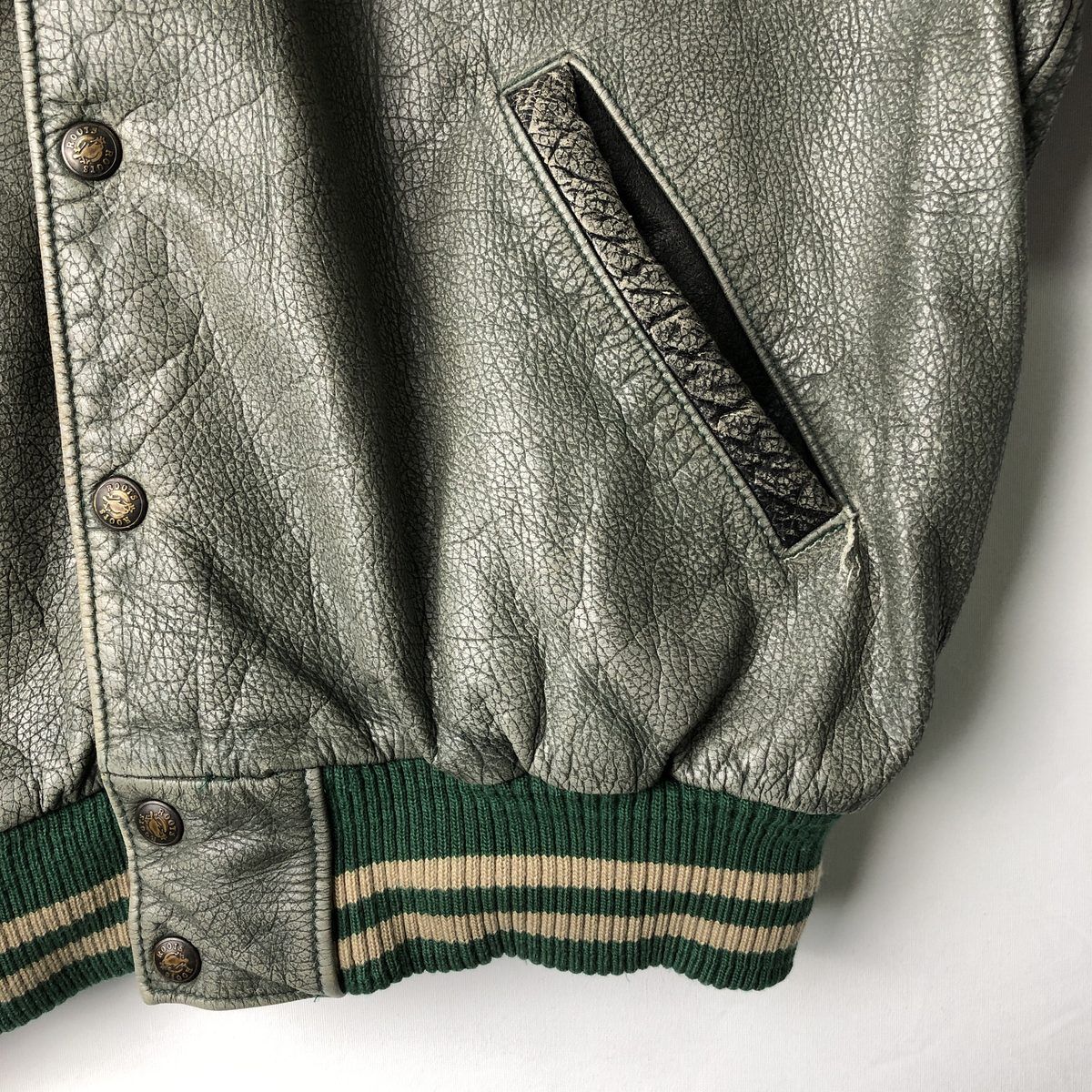 古着 90年代 Roots 中綿入り オールレザースタジャン バーシティ