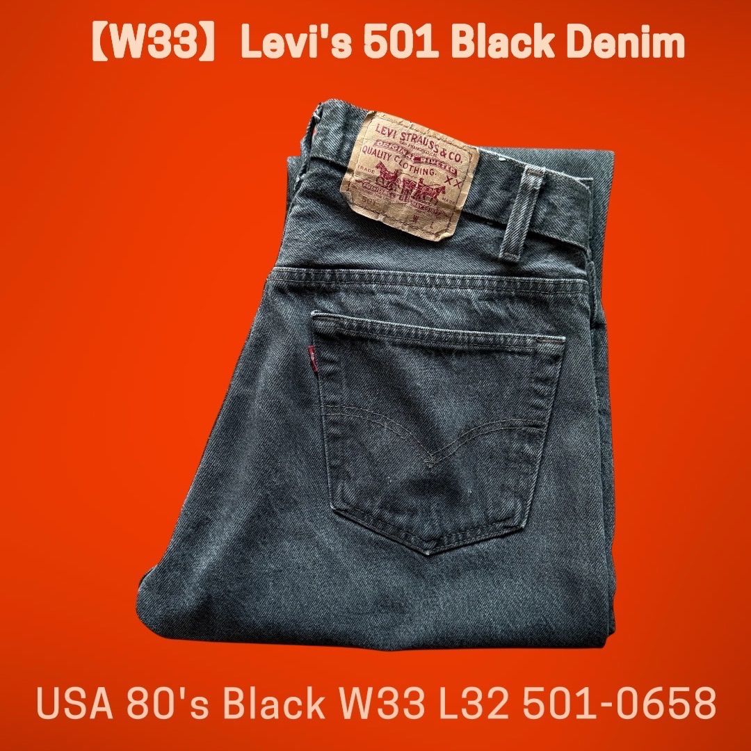 Levi's 501 Black Denim USA 80's Black W33 L32 501-0658 先染め