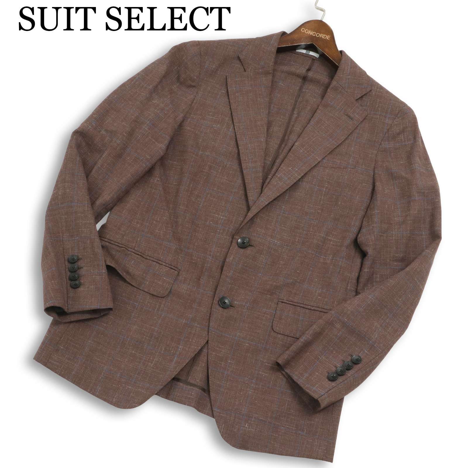 SUIT SELECT スーツセレクト 春夏☆ 麻 リネン混 ウィンドウペン 