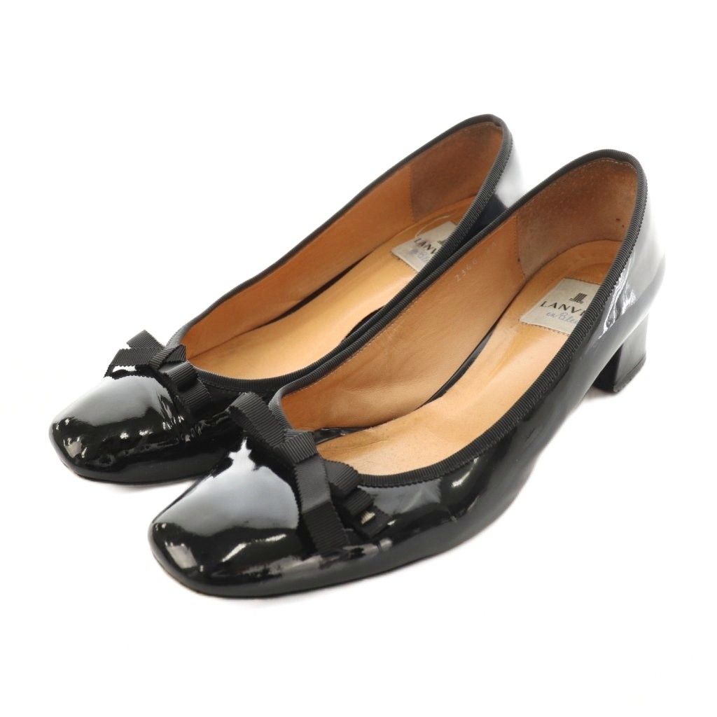 ランバンオンブルー LANVIN en Bleu スクエアトゥリボンモチーフ