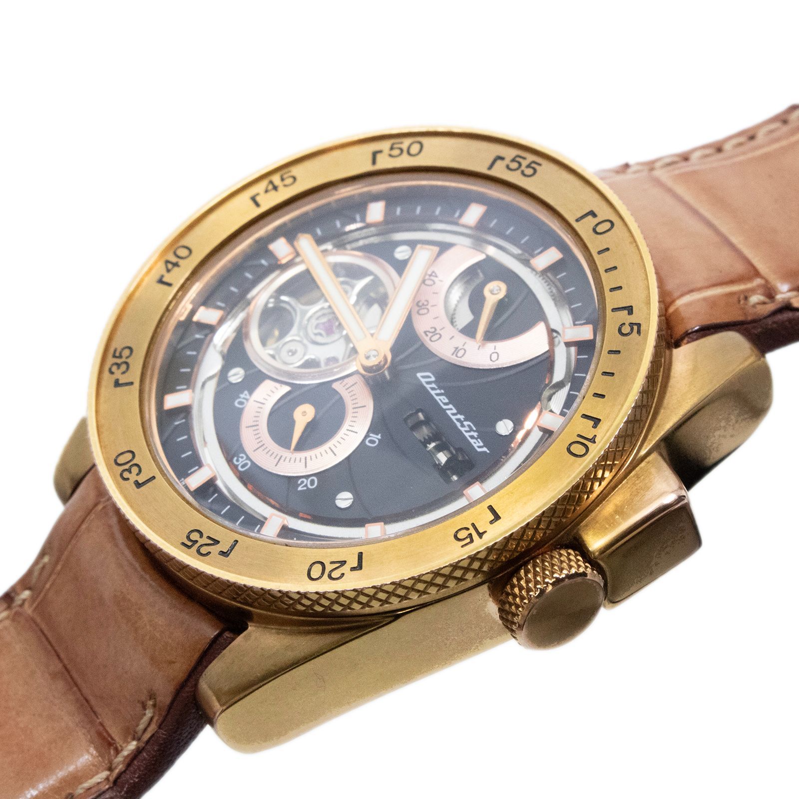  稼働品 送料無料 オリエントスター 腕時計 機械式 自動巻き 3針 メンズ レトロフューチャー WZ0191FH 黒 ローズゴールド オープンハート 裏スケルトン ロゴ マーク 革ベルト ハイブランド 珍しい 人気 おしゃれ 日本製 X491 シンプルコーデ 自動巻き時計 腕時計(アナログ)