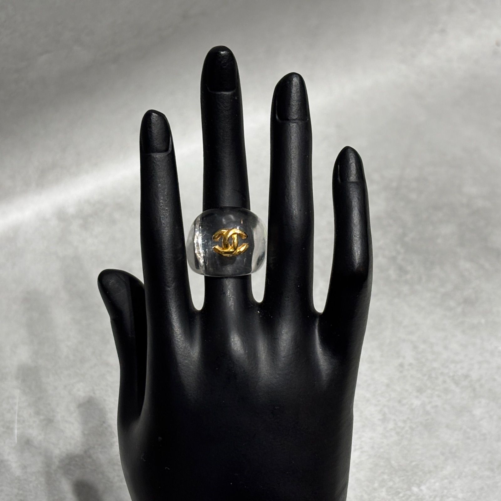 CHANEL シャネル ココマーク リング 指輪 クリア 透明 ゴールド 金