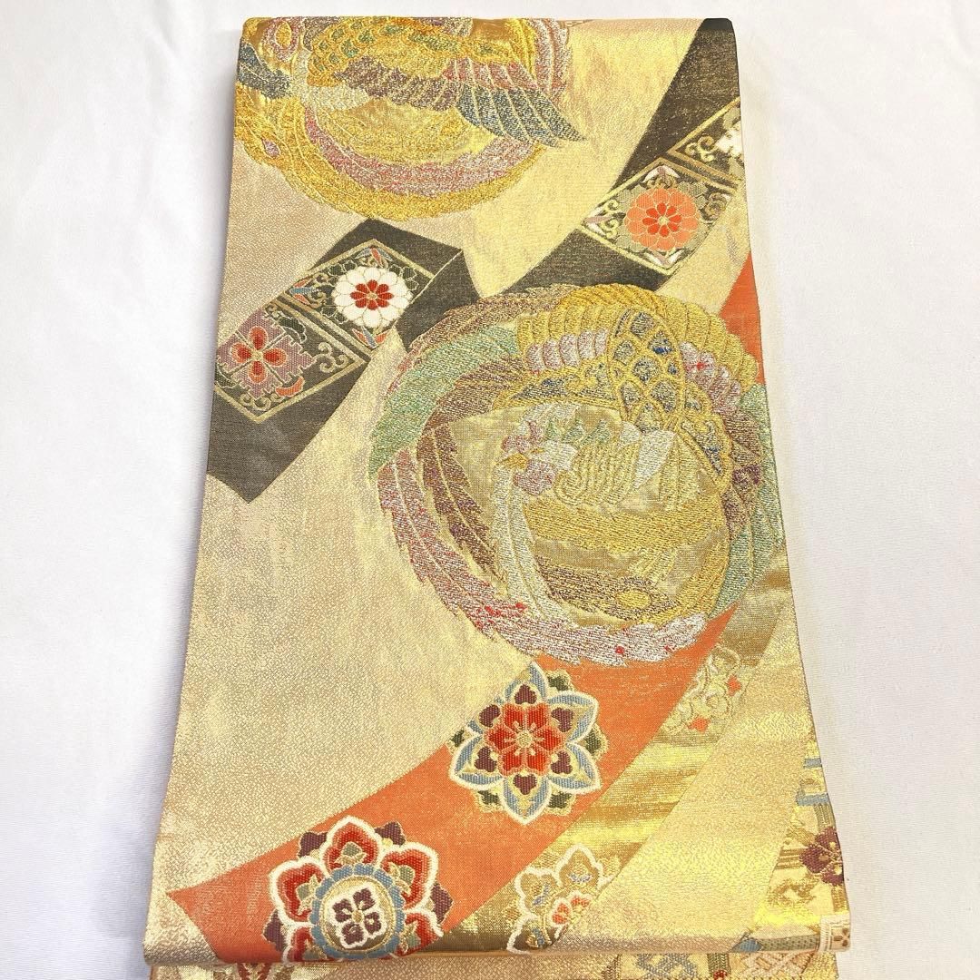 袋帯 振袖帯 鳳凰 鳳凰文 華紋 菊花 花菱 金糸 銀糸 着物 014tz - メルカリ