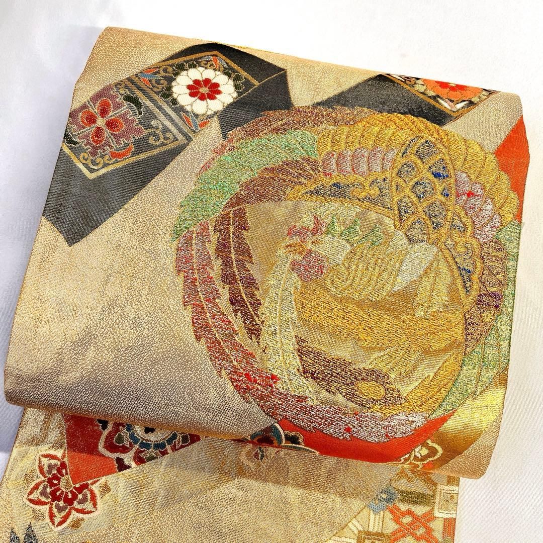 袋帯 振袖帯 鳳凰 鳳凰文 華紋 菊花 花菱 金糸 銀糸 着物 014tz - メルカリ