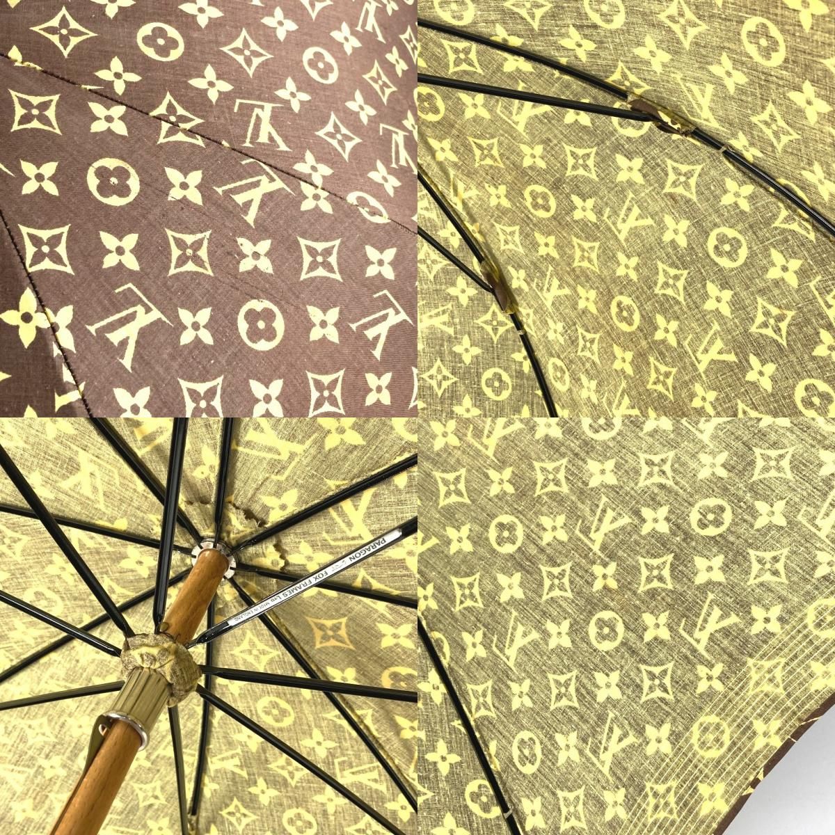LOUIS VUITTON ルイヴィトン 傘 ヴィンテージ コットン ブラウン