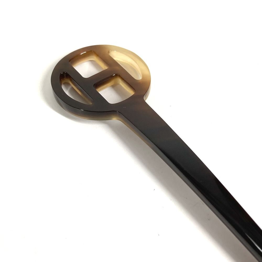 HERMES エルメス ヘアピン かんざし 簪 バッファローホーン ブラウン