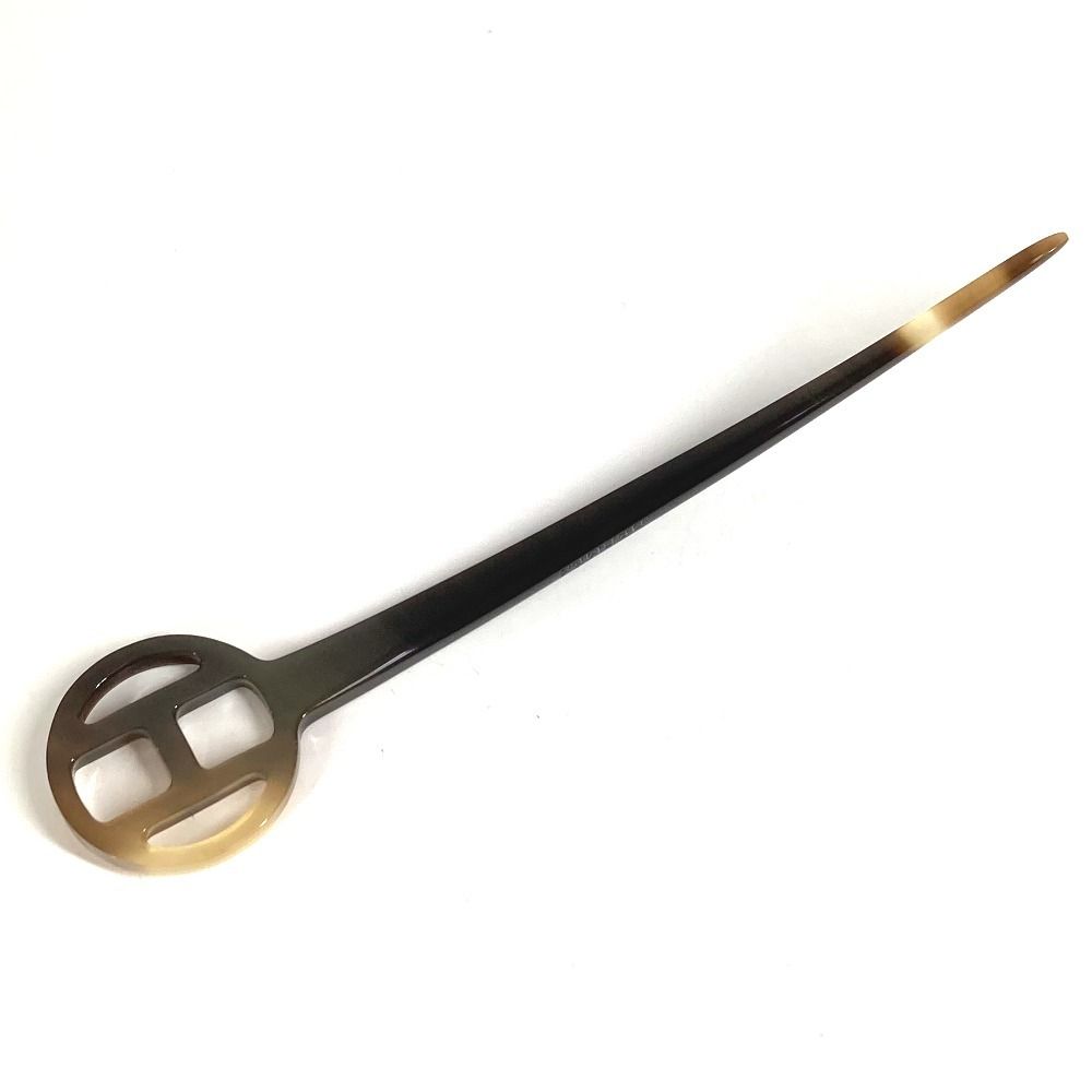 HERMES エルメス ヘアピン かんざし 簪 バッファローホーン ブラウン