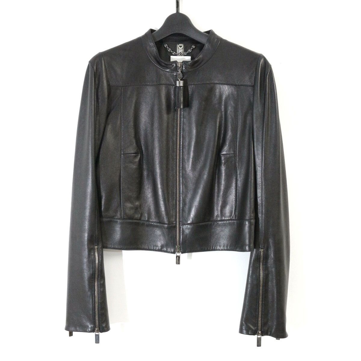 CELINE セリーヌ ラムレザーノーカラージャケット 40 2 5D17 CELINE セリーヌ ラムレザーノーカラージャケット 40 2 5D17