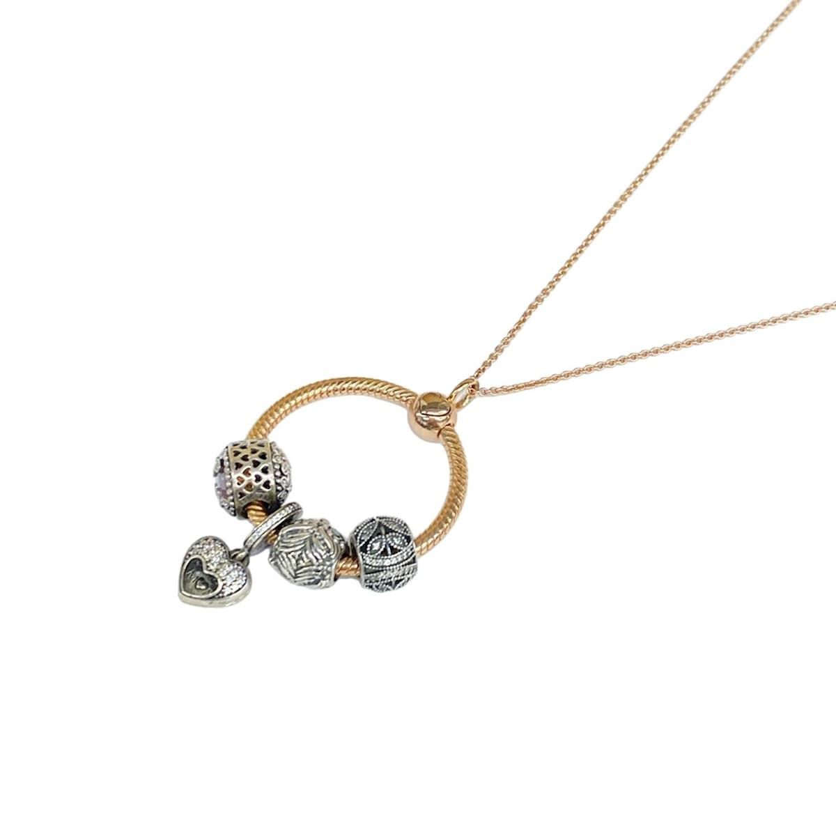 PANDORA パンドラ ハート ピンクゴールド ネックレス ピアス セット