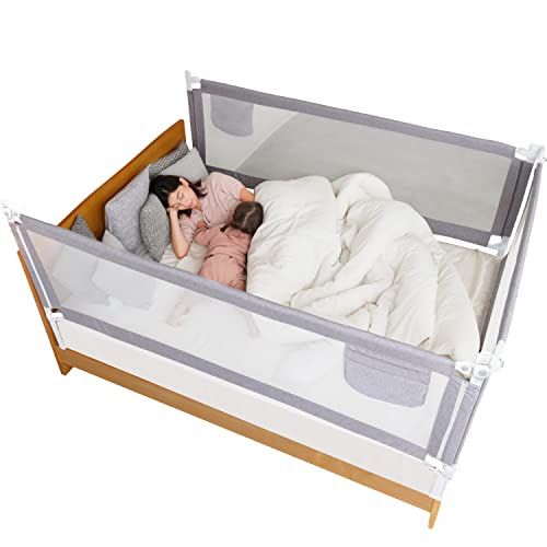 BabyGoo 小児科医監修 リニューアル版 ベッドガード 赤ちゃん 日本メーカー製 ベッドフェンス 安全検査済み 全8サイズ ハイタイプ 高い あかちゃん 折りたたみ 日本語説明書付き (グレー， 190サイズ)彡