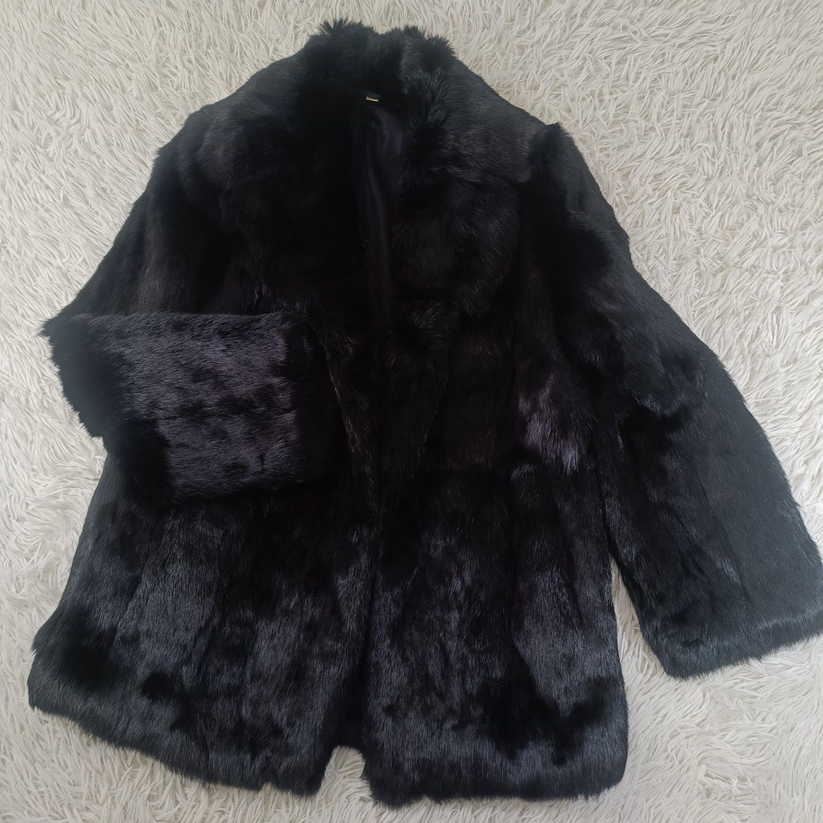 ラビット ファーコート ブラック リアルファー 本毛皮 レディース