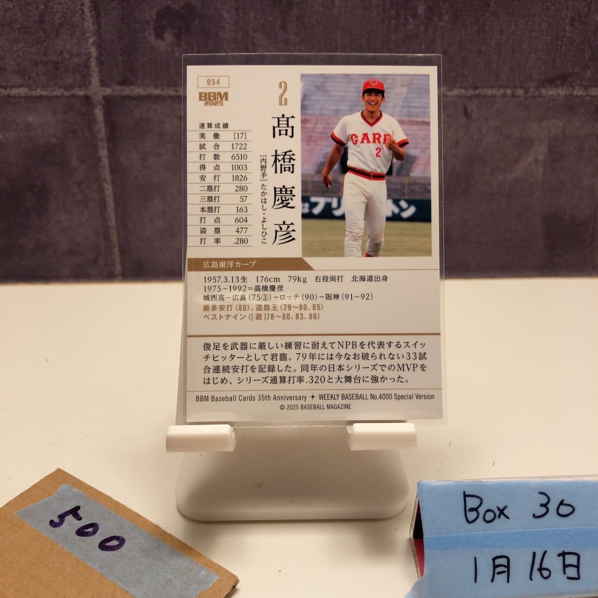 2025 BBM 35th Anniversary 高橋慶彦 広島東洋カープ Special Version