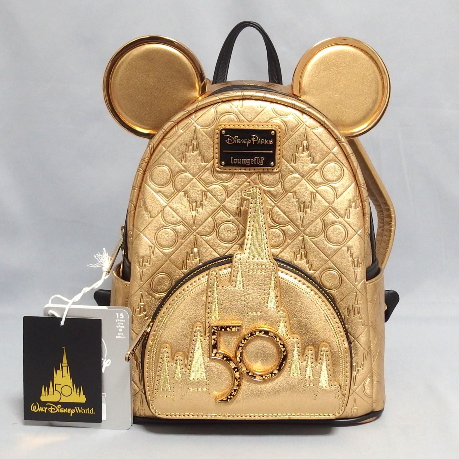 極美品☆Disney 50th anniversary Loungefly Backpack レザー ゴールド