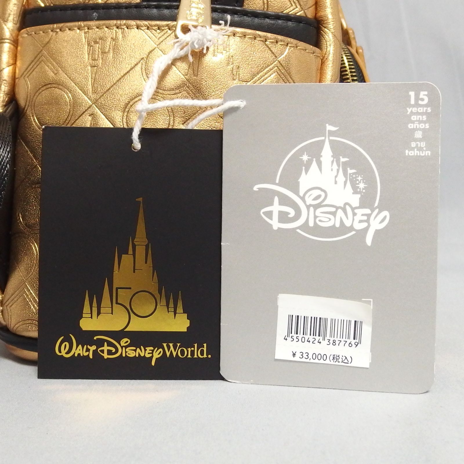 極美品☆Disney 50th anniversary Loungefly Backpack レザー ゴールド
