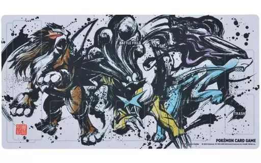 [Used] Supply Pokémon Card Game Rubber Play Mat Sumie Retsuden Entei & Suikun & Raikou Pokémon Center Limited