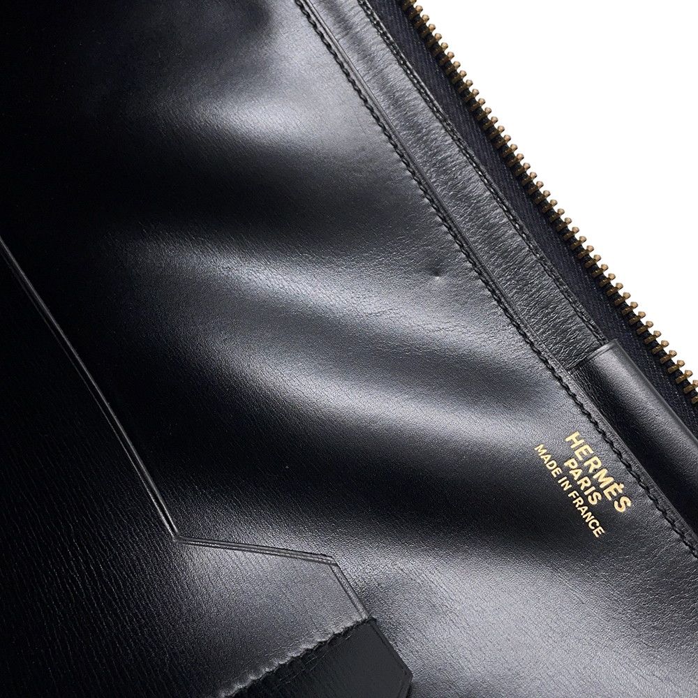 エルメス クラッチバッグ ブラック/ゴールド金具 ボックスカーフ 〇C