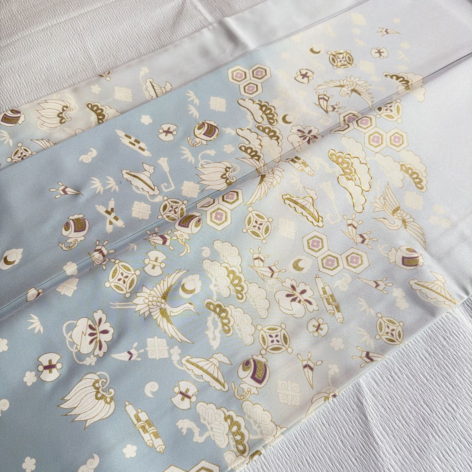 訪問着　フルセット　着物　難あり　練習用　正絹　宝尽くし　金駒刺繍　N2 訪問着 正絹 フルセット 宝尽くし 金駒刺繍 水色 - メルカリ