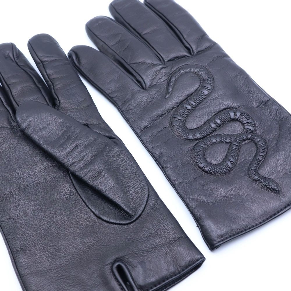 GUCCI (グッチ) Leather Grobe スネーク刺繍 レザーグローブ 手袋