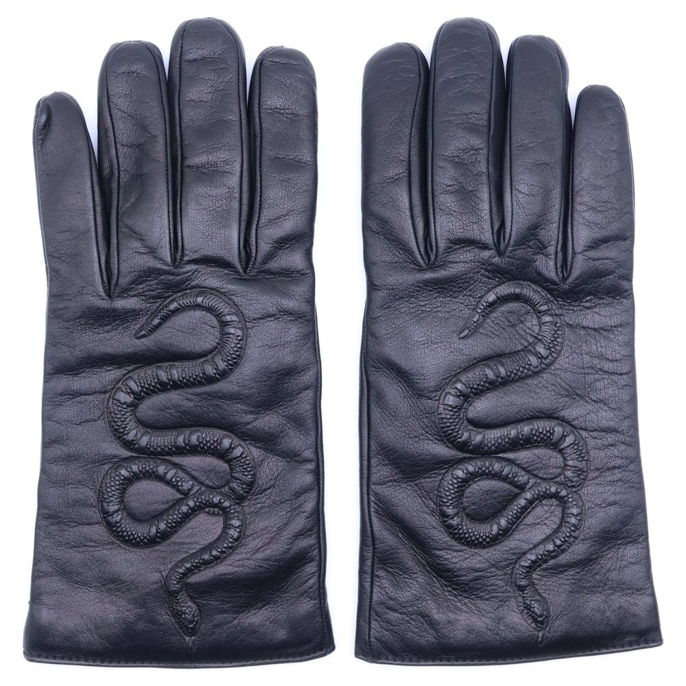GUCCI (グッチ) Leather Grobe スネーク刺繍 レザーグローブ 手袋