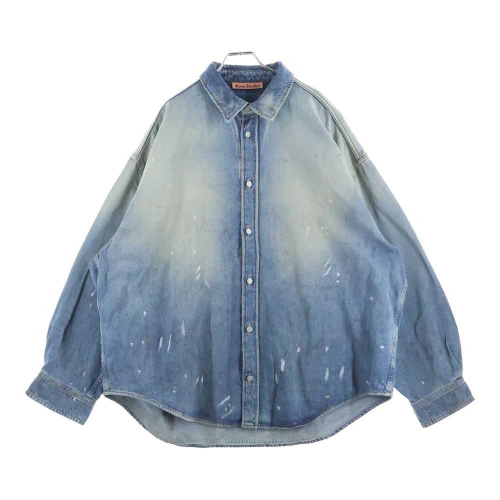 Acne Studios アクネ ストゥディオズ ペンキ加工 デニムシャツ インディゴ FN-UX-SHIR000058 Acne Studios (アクネ ストゥディオズ) ペンキ加工 デニムシャツ