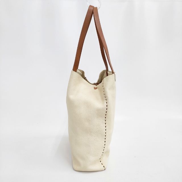 HENRY CUIR 革 レザー CANE刺繍 トートバッグ アイボリー レディース