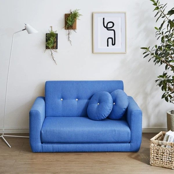 ソファーベッド 2人掛け コンパクトサイズ 折りたたみ式 クッション付 SO-SM-BL 後藤家具物産