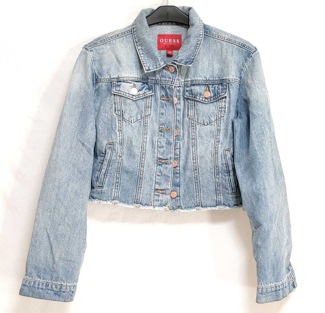 GUESS デニムジャケット S クロップド ショート丈 カットオフ GUESS デニムジャケット S クロップド ショート丈 カットオフ