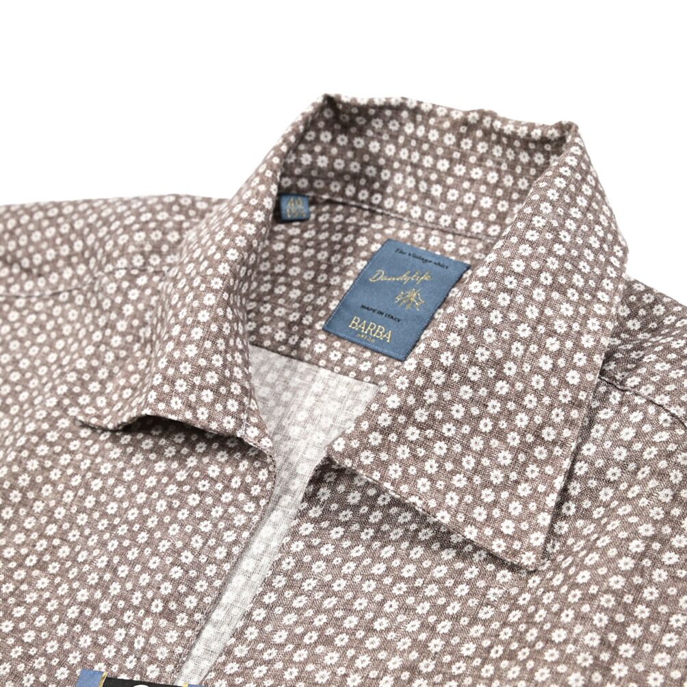 BARBA バルバ / DANDYLIFE 麻 開襟シャツ プルオーバー 半袖 メンズ
