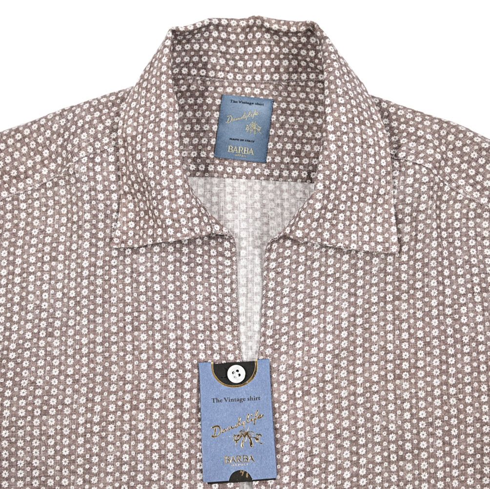 BARBA バルバ / DANDYLIFE 麻 開襟シャツ プルオーバー 半袖 メンズ