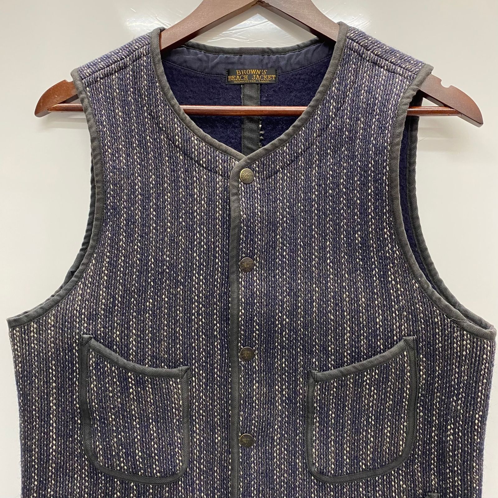 [希少サイズ] BROWN'S BEACH ベスト 46 フルカウント ネイビー フルカウント FULLCOUNT Brown's BEACH ブラウンズビーチ アーリー