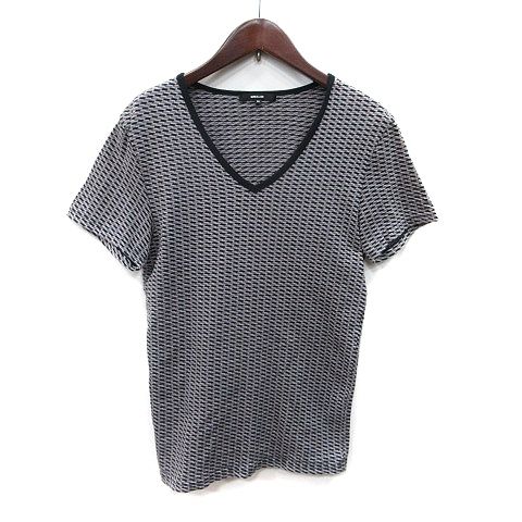 シェラック SHELLAC Tシャツ カットソー Vネック 半袖 総柄 46 L