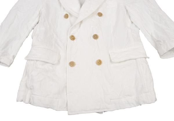コムデギャルソンCOMME des GARCONS ポリ縮五分袖刺繍ジャケット 白S
