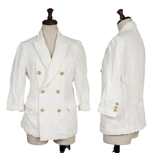 コムデギャルソンCOMME des GARCONS ポリ縮五分袖刺繍ジャケット 白S