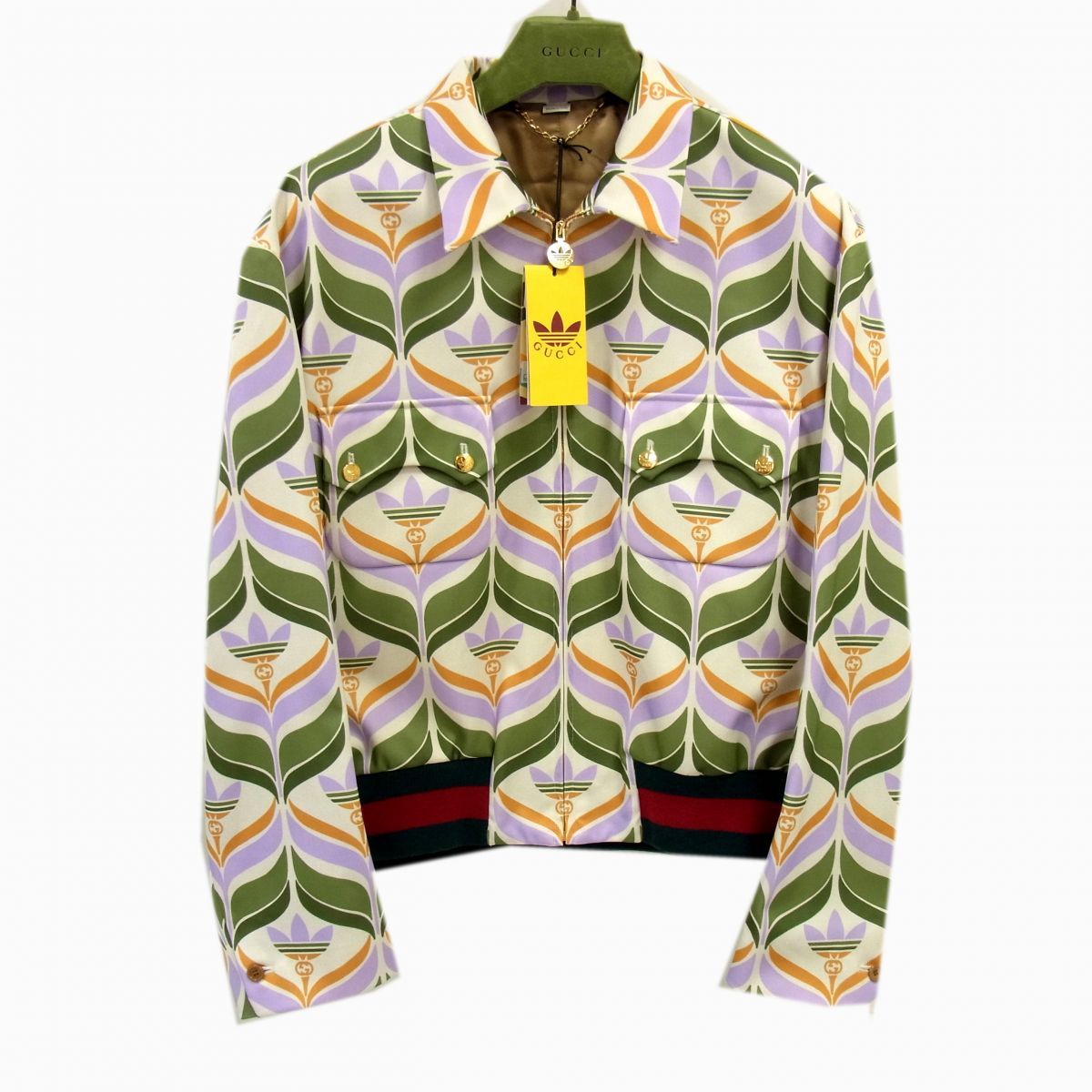 新品◇GUCCI×adidas 22aw トレフォイルプリント ジップ ブルゾン 