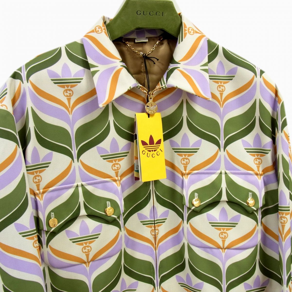 新品◇GUCCI×adidas 22aw トレフォイルプリント ジップ ブルゾン 