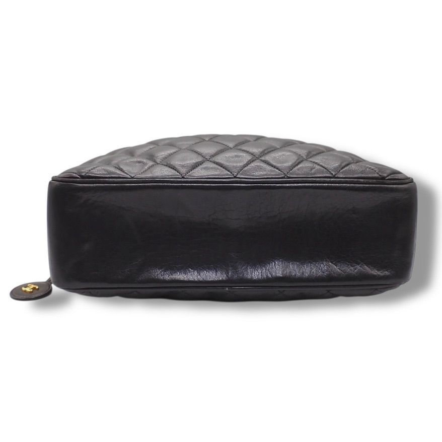 シャネル チェーントートバッグ マトラッセ ラムスキン ブラック