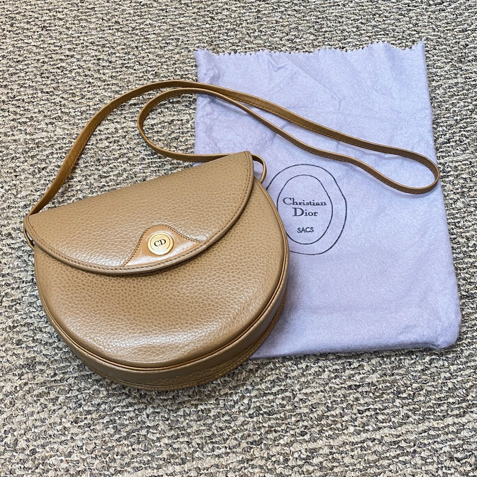 Christian Dior ロゴ金具 レザー ショルダーバッグ ポシェット 保存袋 