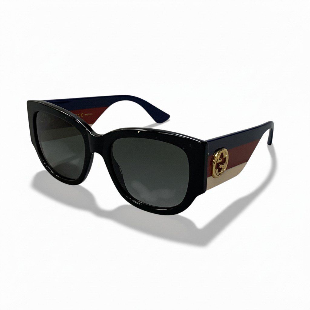 b15 GUCCI グッチ トリコロール GG サングラス アイウェア GG0276S 53□20-145 ブラック レディースta1 Gucci® GG0276S Rectangle Sunglasses - EuroOptica