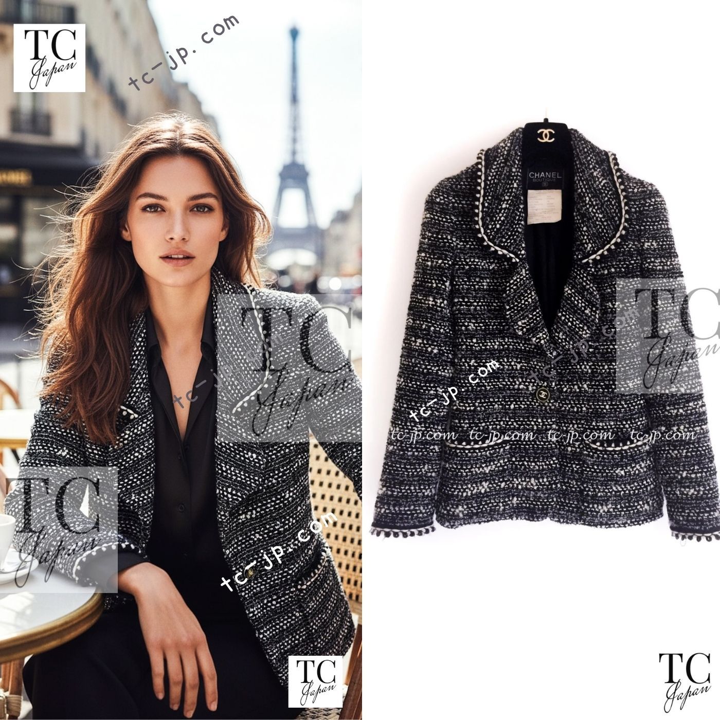 シャネル ヴィンテージ ジャケット CHANEL スーパーモデルのブラック