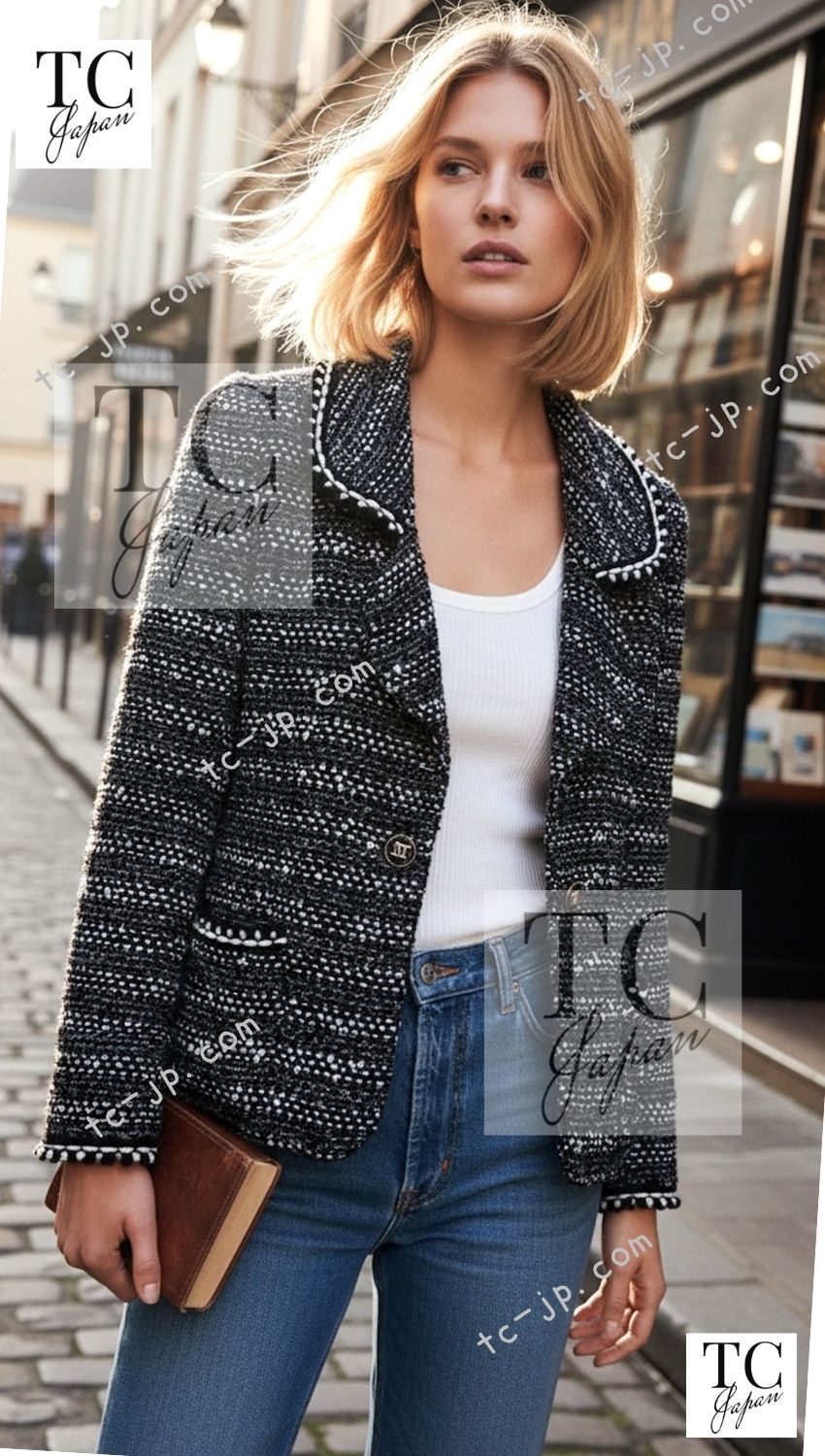 シャネル ヴィンテージ ジャケット CHANEL スーパーモデルのブラック