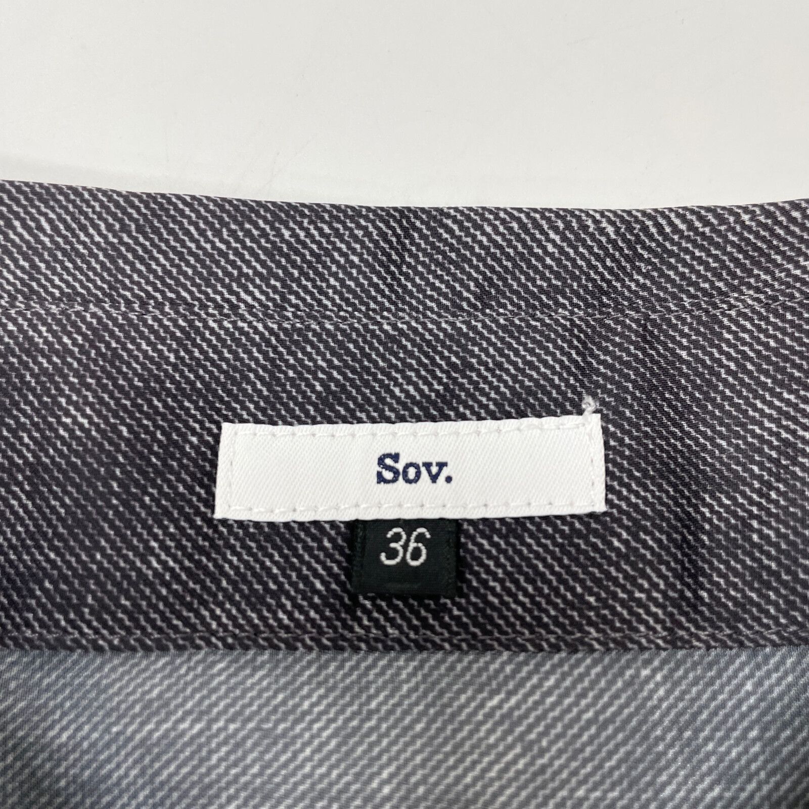 SOV. ソブ ダブルスタンダード 25年製 ｸﾞﾚｰ ｻﾃﾝﾃﾞﾆﾑﾌﾟﾘﾝﾄｸﾛｯﾌﾟﾄﾞｼｬﾂ 36