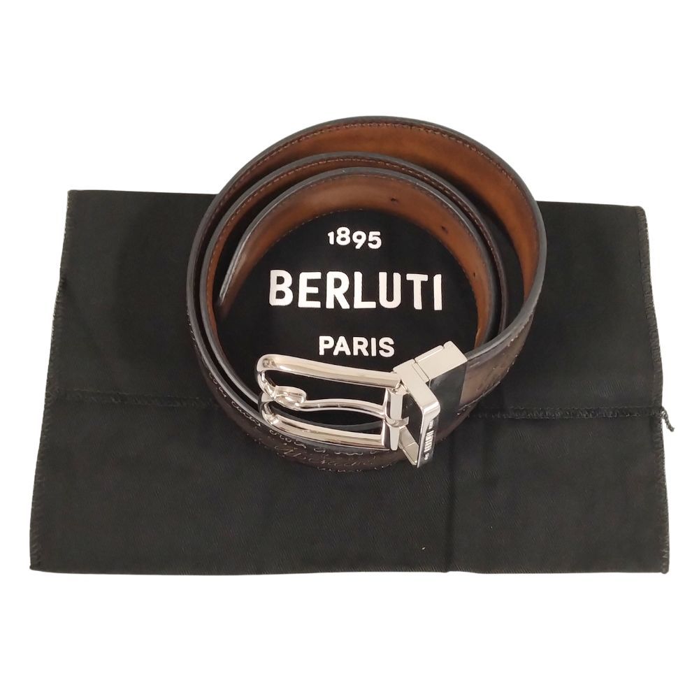 BERLUTI ベルルッティ カリグラフィー ベルト ダークブラウン 正規品 / 52270 BERLUTI ベルルッティ カリグラフィー ベルト ダークブラウン 正規品