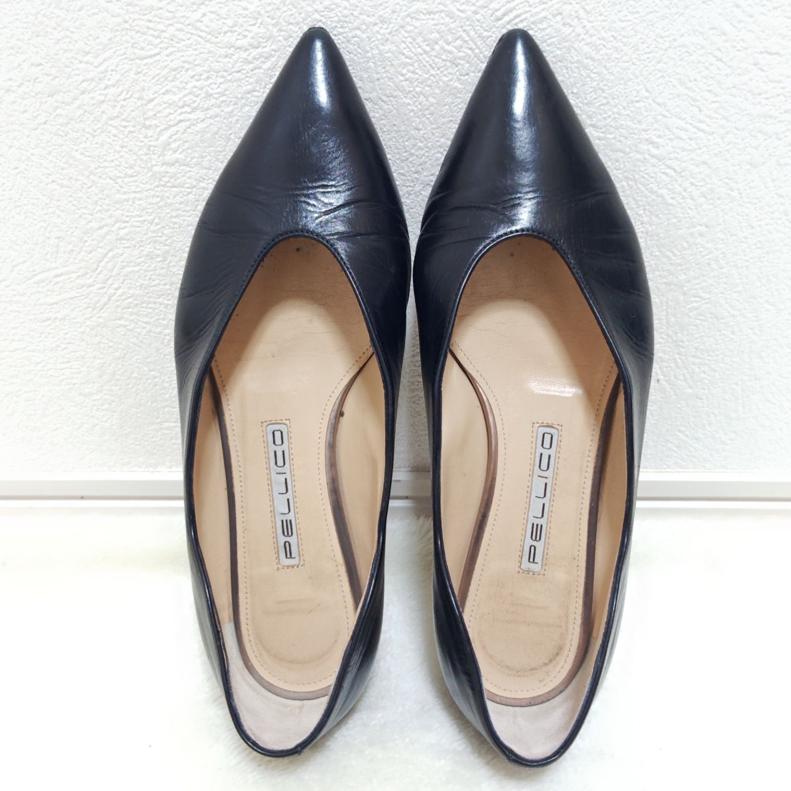 【美品】PELLICO フラットシューズ クロコ ソフト Vカット レザー 36 イタリア製◎【PELLICO】ペリーコ パンプス ヒール DAMA フラット